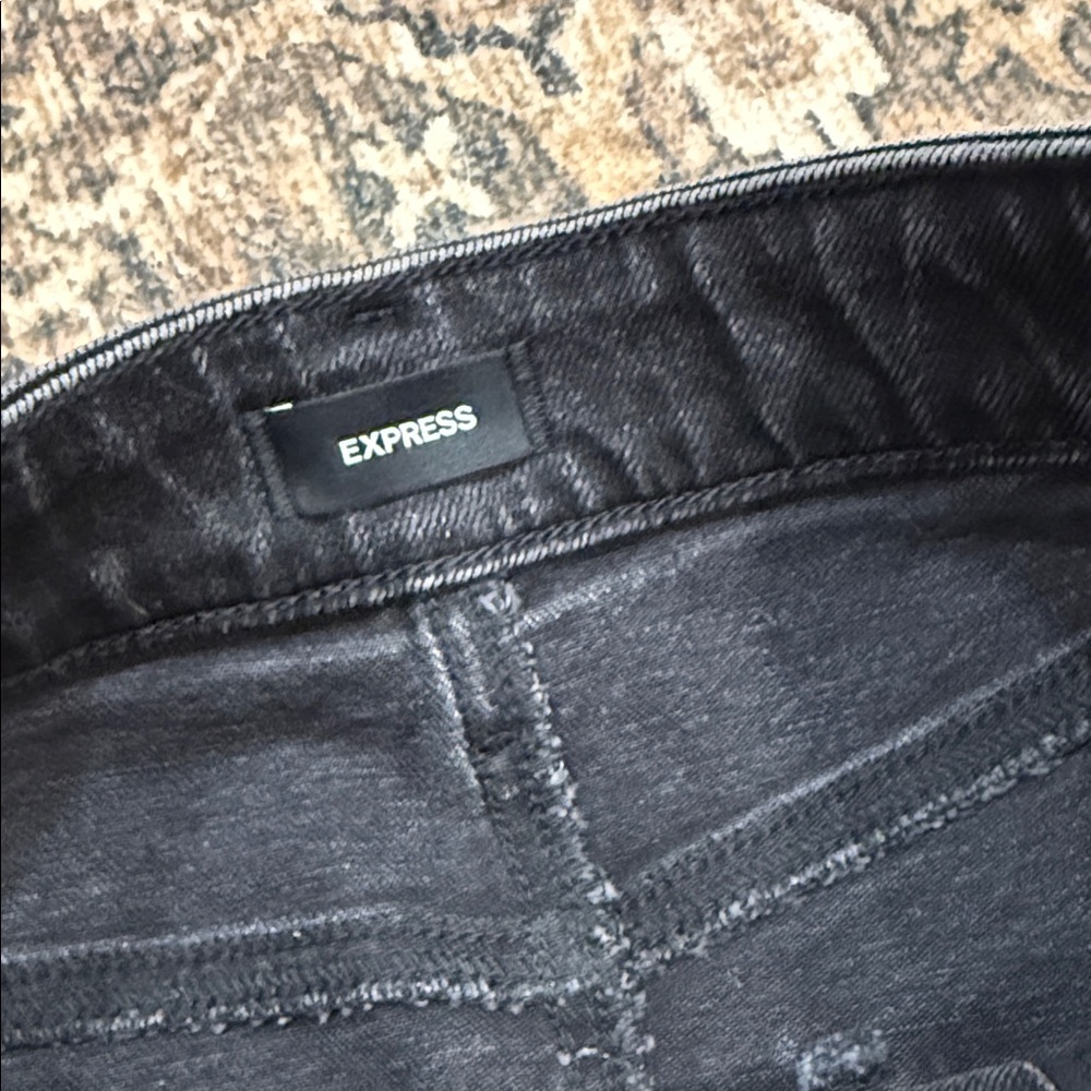Express Black Denim Pencil Skirt - Picture 3 of 8